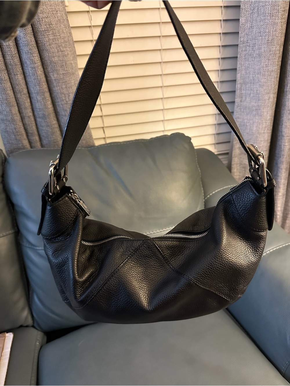 Furla black crescent leather bag